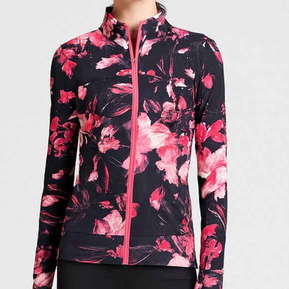NWOT Energie Floral Shaping  Athletic Jacket Full Zip Front - Picture 2 of 10